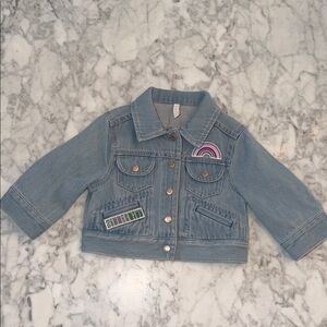 NWOT Zimmermann Kids Denim Jacket with Rainbow Patch 1Y